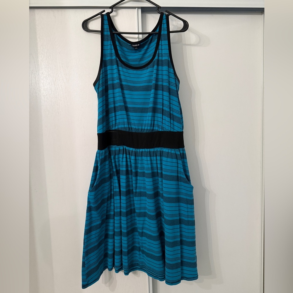Torrid Blue and Black Striped Dress